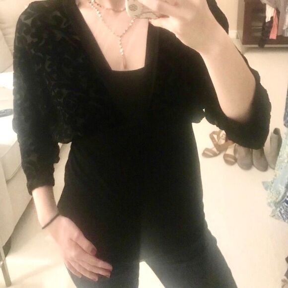 Language black velvet top S - Picture 1 of 8